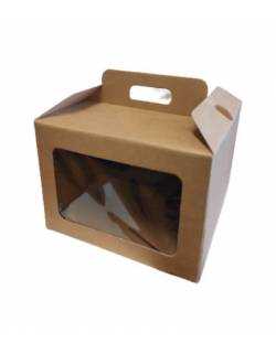 Kartoninė dėžė su langeliu ir rankenėlėmis 245x245x180mm (L)
