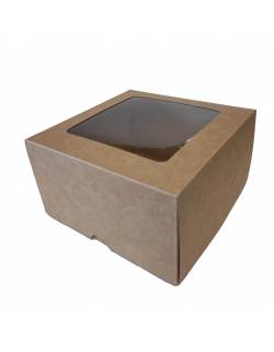 Kartoninė dėžutė 2-jų dalių, su PVC langeliu 150x150x50mm