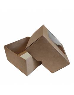 Kartoninė dėžutė 2-jų dalių, su PVC langeliu 150x150x50mm