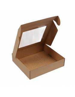 Gift box with window, 330x300x80 mm, made from micro-corrugated cardb