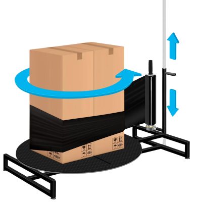 Low-Profile Manual Rotary Wrapping Table for Boxes – Reinforced Platfo