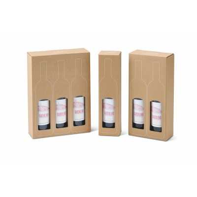 Išorinė dėžė vynui su langeliu ir deko spauda 89x89x360mm , Ruda