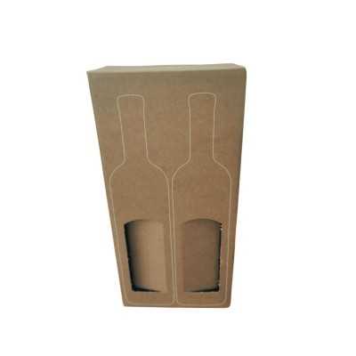 Išorinė dėžė vynui su langeliu ir deko spauda 178x89x360mm , Ruda