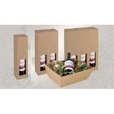 Išorinė dėžė vynui su langeliu ir deko spauda 178x89x360mm , Ruda