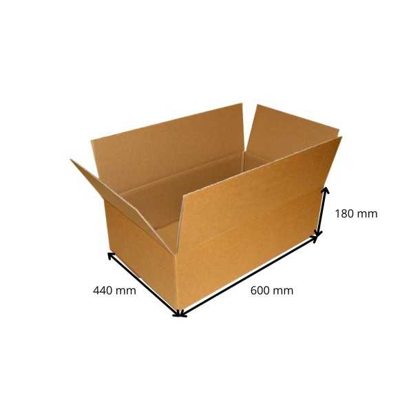 Kartoninė dėžutė 600x440x180mm , Fefco 0201 3sl, B11R gofrodėžė ruda be spaudos