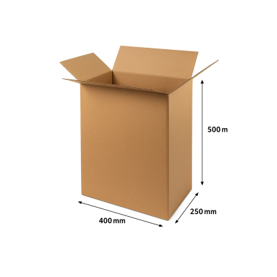Kartoninė dėžė stačiakampė forma 400x250x500mm (XL dydis)