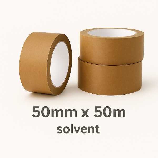 Popierinė „Kraft“ lipni pakavimo juosta 50mm x 50m, solvent