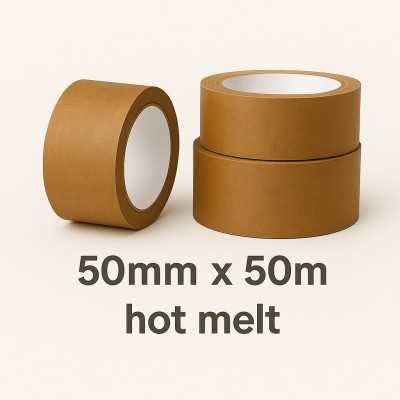 Popierinė Kraft juosta 50mmx50m ruda, hot melt