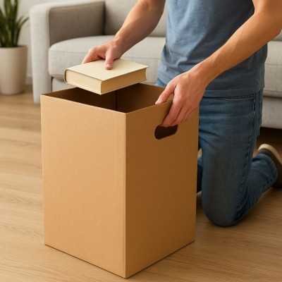 Sturdy cardboard boxes 300x200x320mm (L), with handles