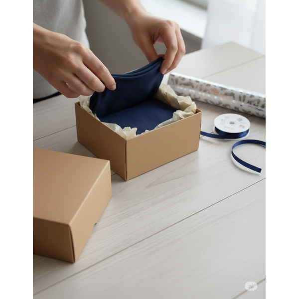Two-part cardboard box, white and brown cardboard