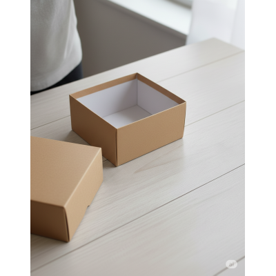 Two-part cardboard box, white and brown cardboard