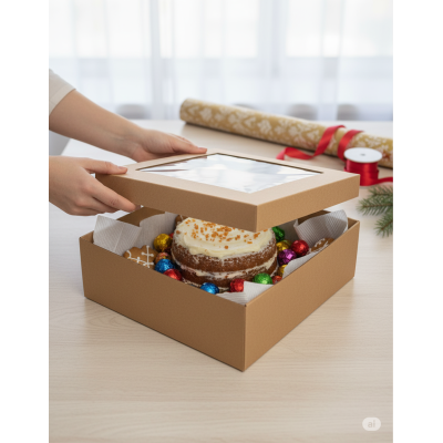 Cardboard box with PVC box, 2-part 310x310x120mm (M)