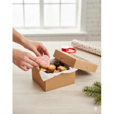 2-Piece 150x150x50mm Cardboard Box with PVC Window | Ailena.lt