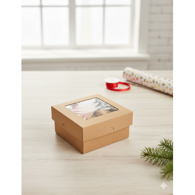 Two-part gift box with PVC window 180x180x80mm