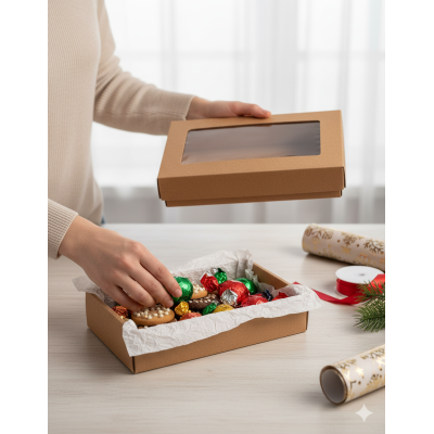 Two-Piece Gift Box with Window – 200 x 130 x 40 mm