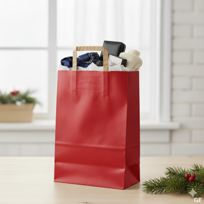 Paper Bag – 220 x 105 x 280 mm, Red, with Flat White Handles
