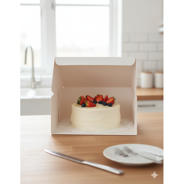 White cardboard cake box made from food-grade white cardboard