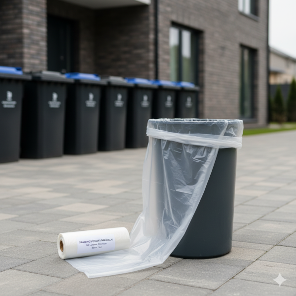 Maišeliai skaidrūs šiukšlėms LDPE 60 ltr 55x70 cm 30 mk 25 vnt/rul