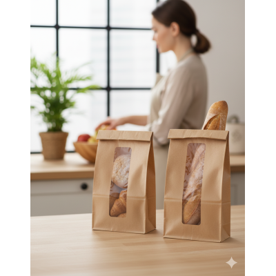 Paper bags with a window 100x60x240mm / 100pcs.