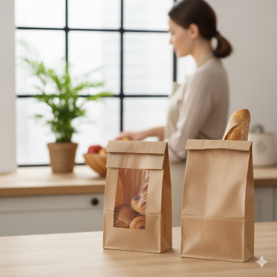 Paper bags with a perforated window 180x60x250mm / 100pcs.