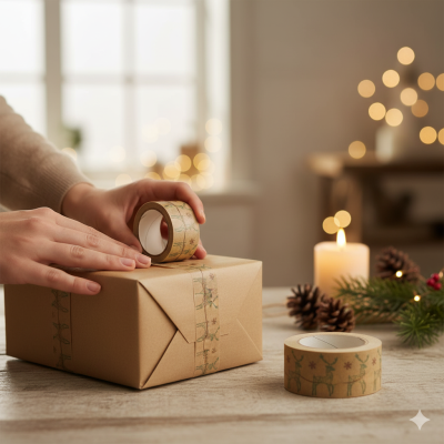 Christmas Kraft Tape 48mmx40m with "Deer" Print