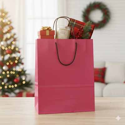 Colored Paper Bags 240x110x310 mm with Twisted Black Handles