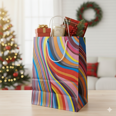 Colored Paper Bags 240x110x310 mm with Twisted Black Handles