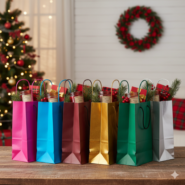 Colored Paper Bags 240x110x310 mm with Twisted Black Handles