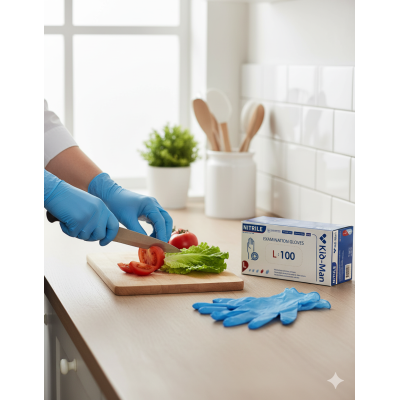 Disposable powder-free gloves Nitril L size blue in box 100 pcs