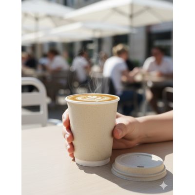 Eco-friendly grass paper cup 300 ml Ø90 mm Pack of 25 pcs
