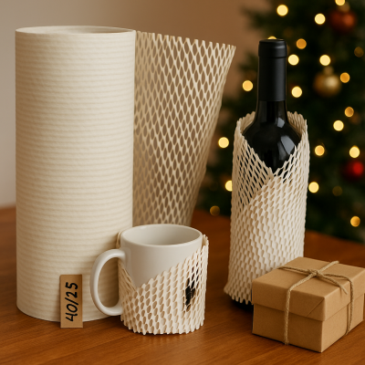 3D Honeycomb Packing Paper, White – 40 cm x 25 m | Ailena.lt