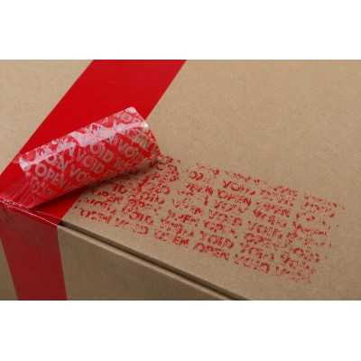 Security Tamper Evident VOID Tape, 50mm x 50m, Red, 52my Security Tamper Evident VOID Tape, 50mm x 50m, Red, 52my
