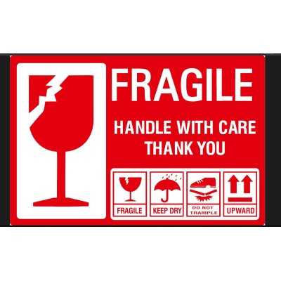 FRAGILE Labels 100x150 mm – 100 Labels/Roll