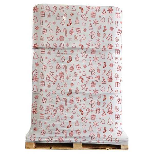 Balta stretch plėvelė su kalėdine spauda 500mm x 115m 23my
