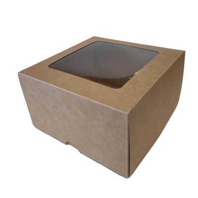 Kartoninė dėžutė su PVC langeliu 160x160x60 mm | DEKO