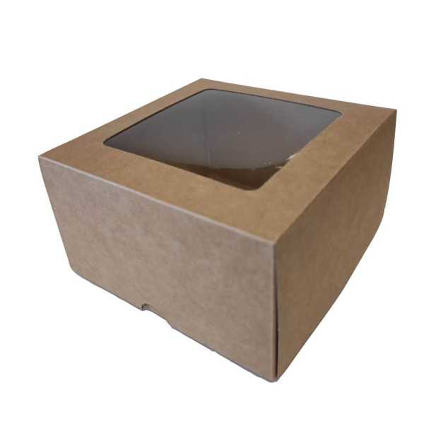 Dviejų dalių kartoninė dėžutė su PVC langeliu, 160x160x60mm, DEKO