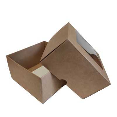 Two-part cardboard box with PVC window 160x160x60 mm | DEKO